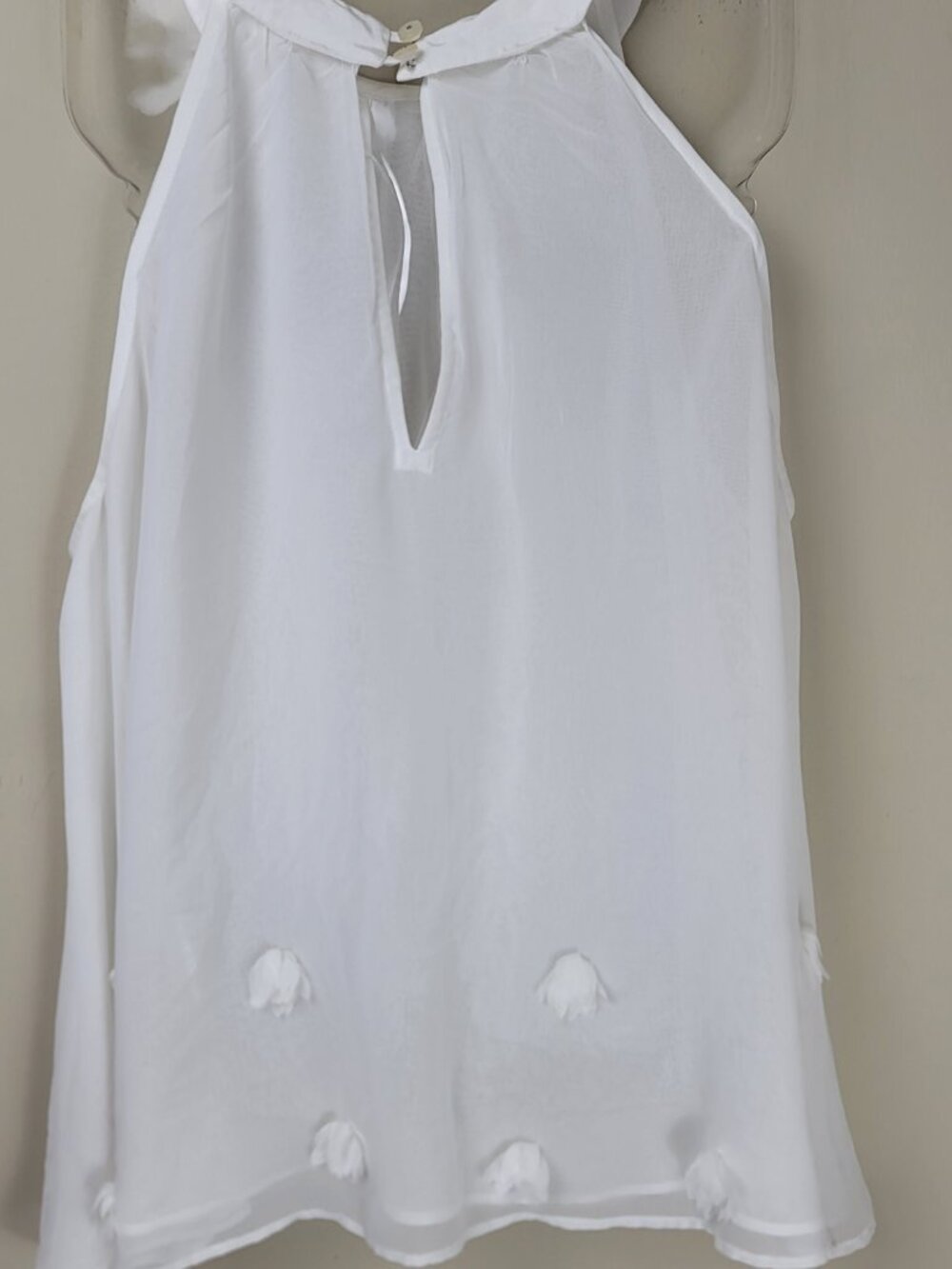 Free People Sheer Floral High Neck Tank Top White Boho Romantic Feminine Flowy - Picture 3 of 10